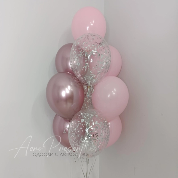 Фонтан "Микс розового с серебряным конфетти"